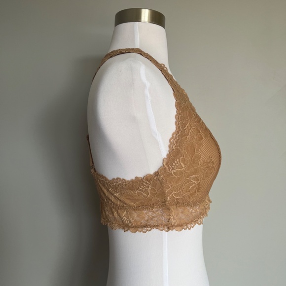 Savage X Fenty Floral Lace Racerback Unlined Wireless Beige Tan Bralette 1X - Picture 6 of 11
